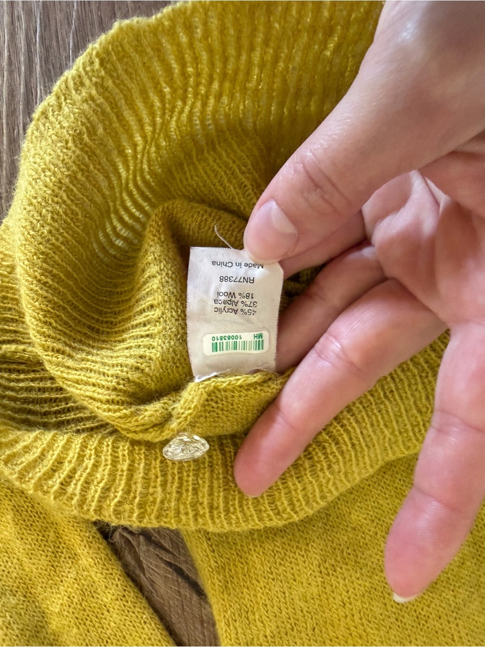 J. Crew Chartreuse Wool Blend Button Up Cardigan Sweater Size Small - Picture 5 of 10